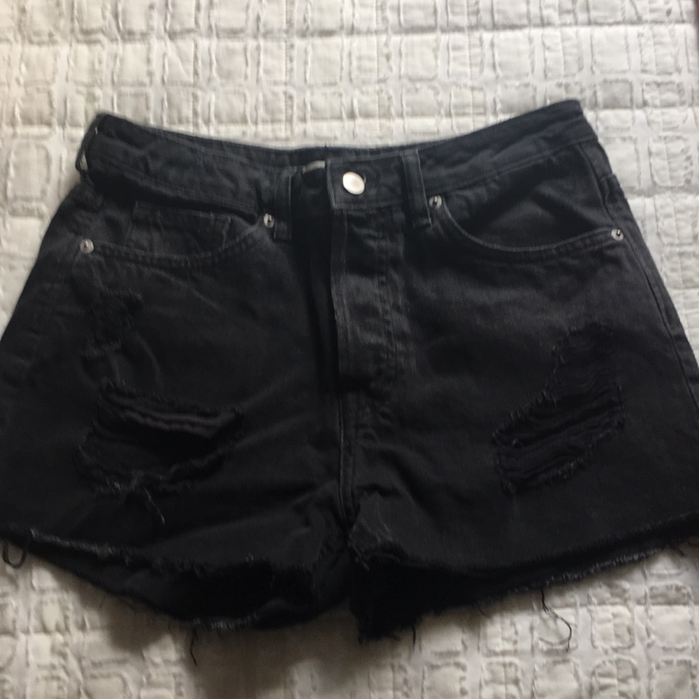 Black High Waisted Denim Shorts H&M Size 28
